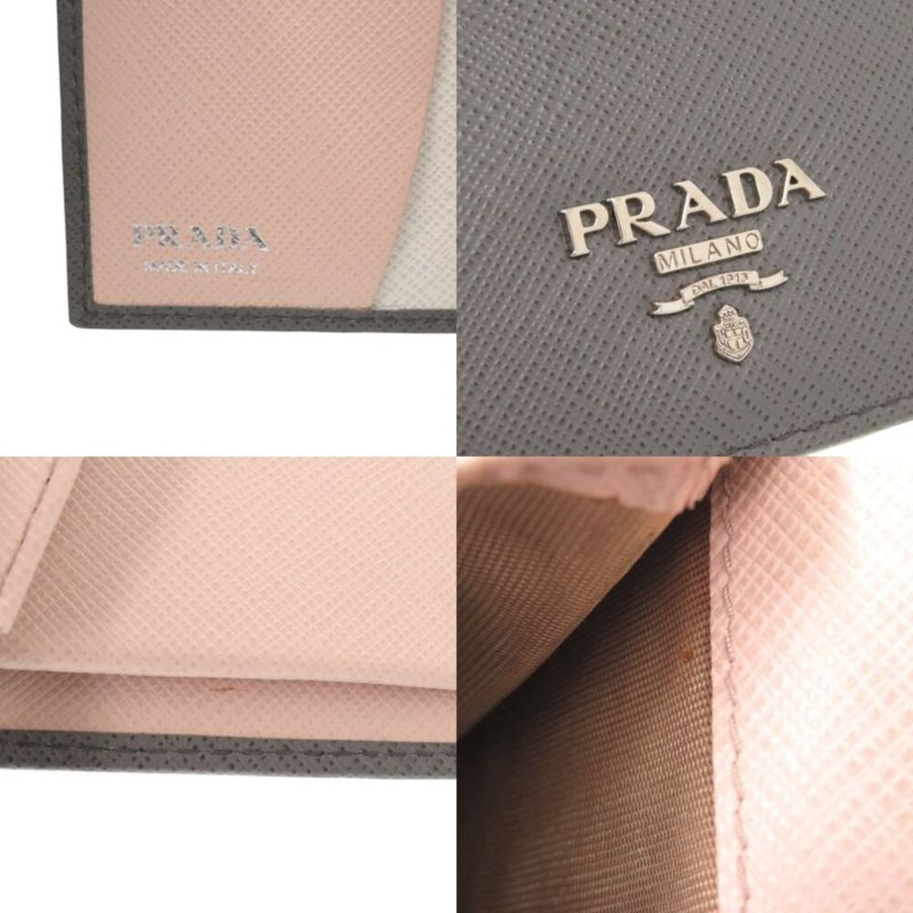 Prada Saffiano Leather Gray Pink Bifold Wallet 0064 - Picture 8 of 8